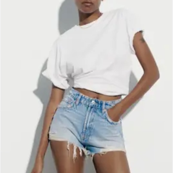 Zara Sky Blue Denim Shorts - Picture 9 of 9